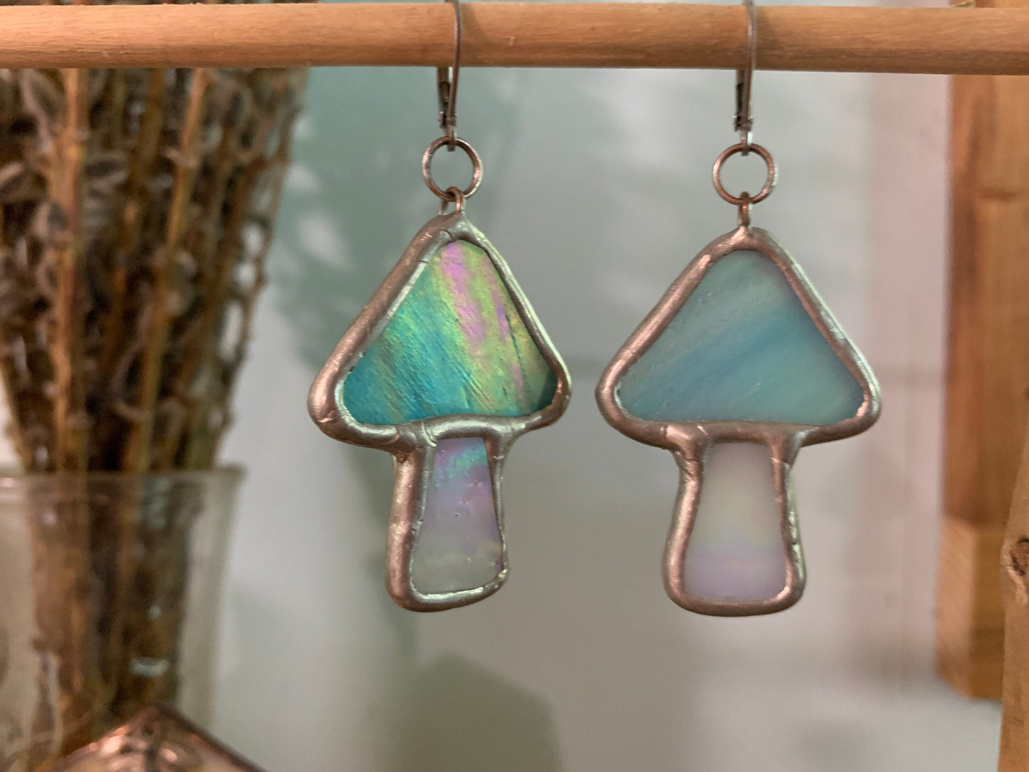 Iridescent Mushroom Earrings