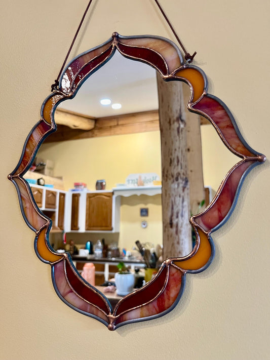 Ember Glow Stained Glass Handmade Wall Mirror