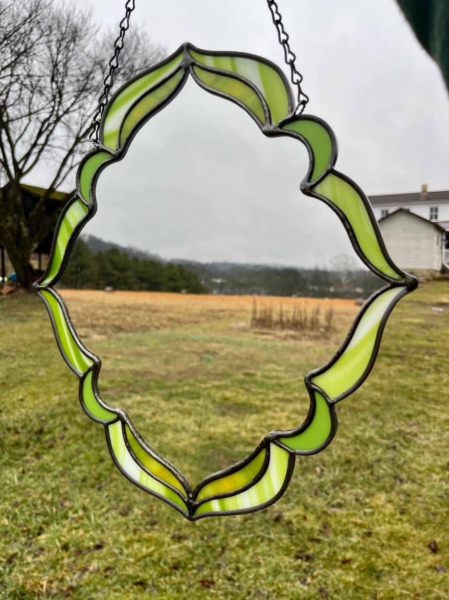Electric Lime Stained Glass Handmade Wall Mirror