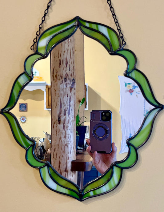 Electric Lime Stained Glass Handmade Wall Mirror