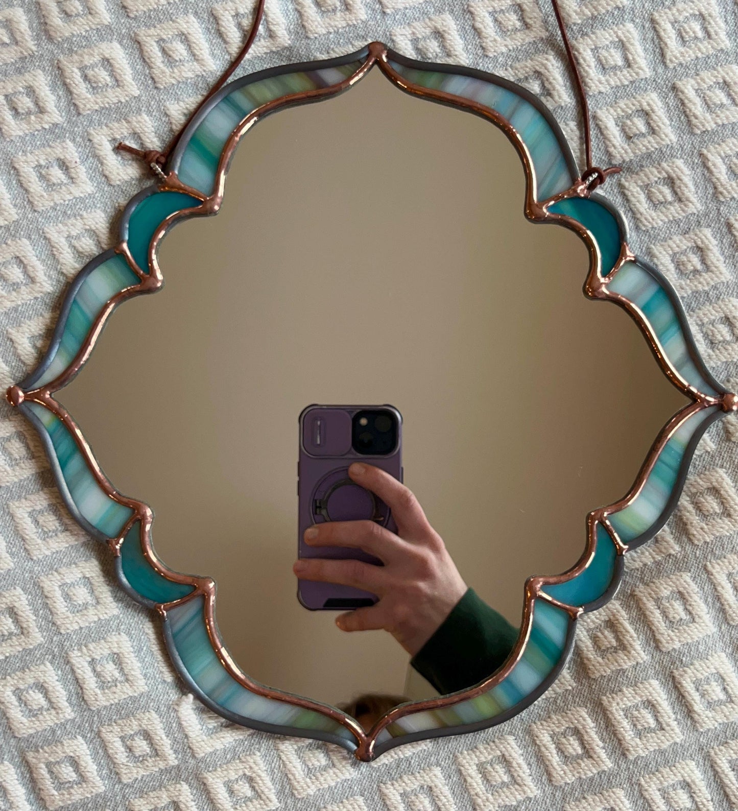 Sea Glass Stained Glass Handmade Wall Mirror