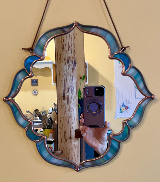 Sea Glass Stained Glass Handmade Wall Mirror