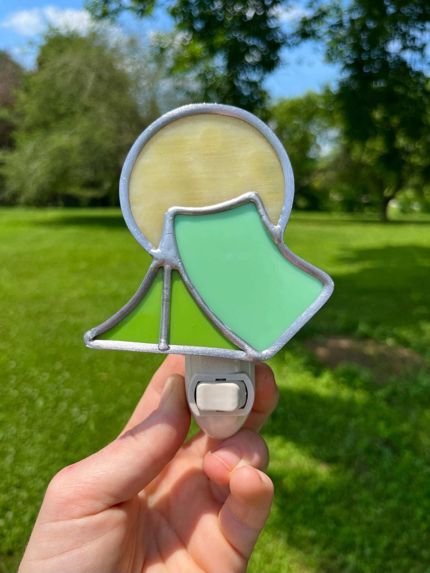 Camping in the Moonlight Stained Glass Nightlight