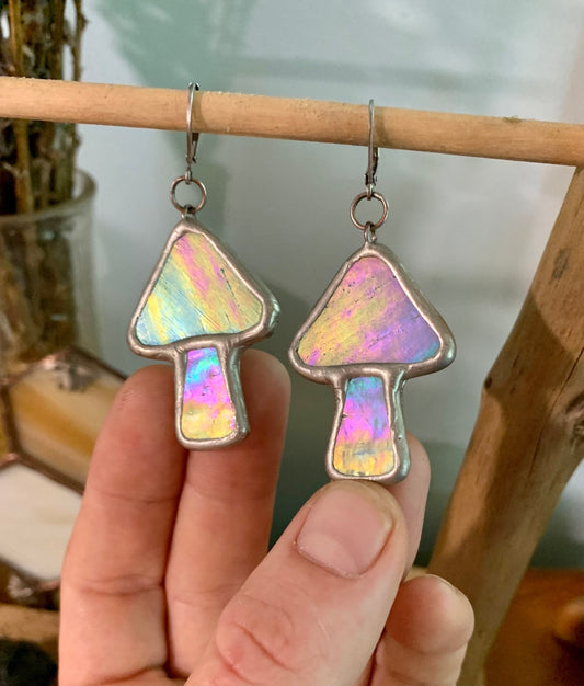 Iridescent Mushroom Earrings
