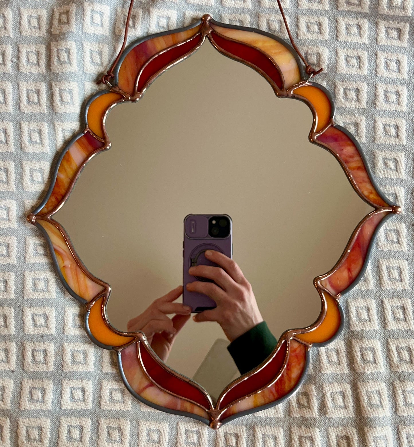 Ember Glow Stained Glass Handmade Wall Mirror