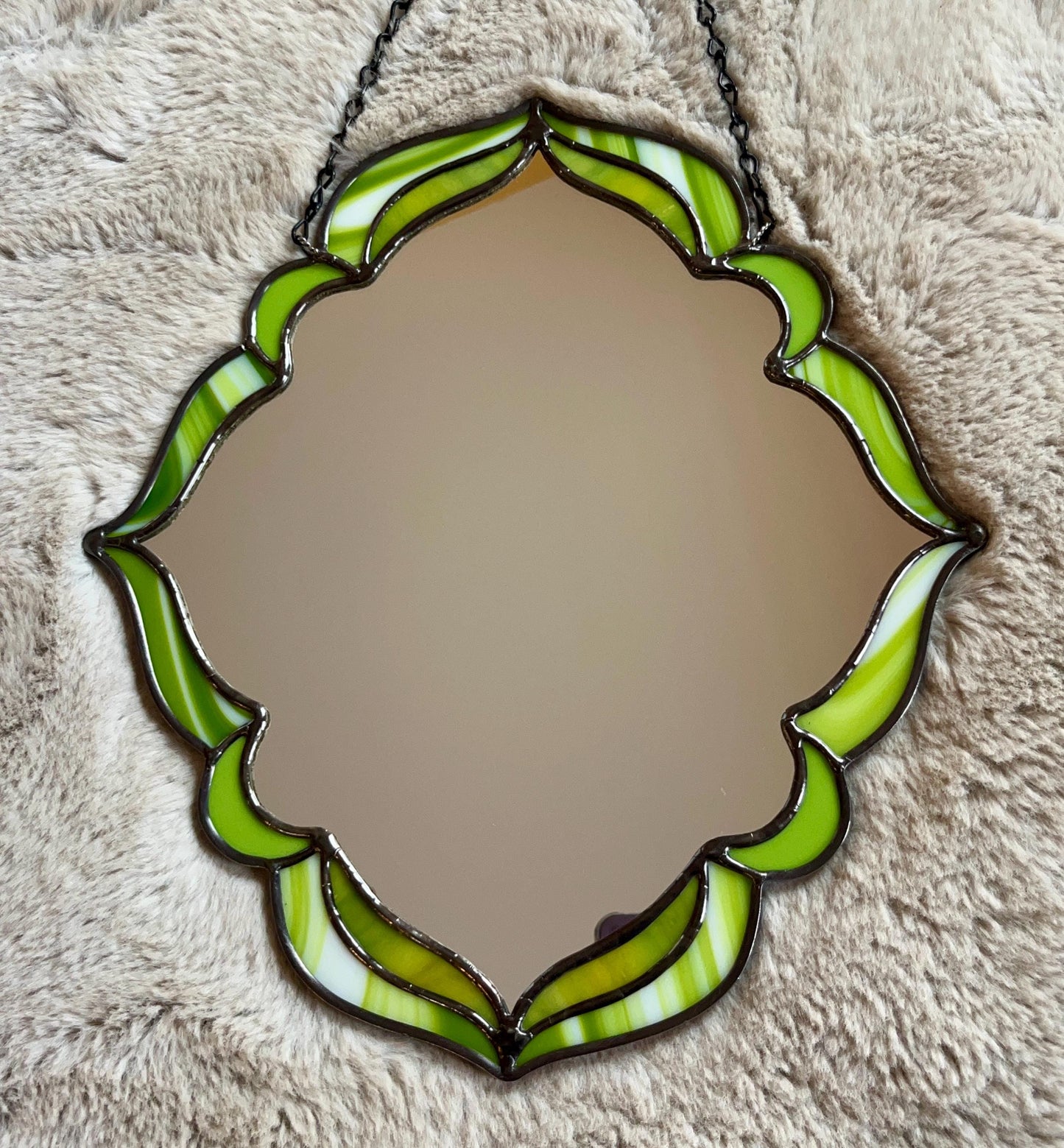 Electric Lime Stained Glass Handmade Wall Mirror