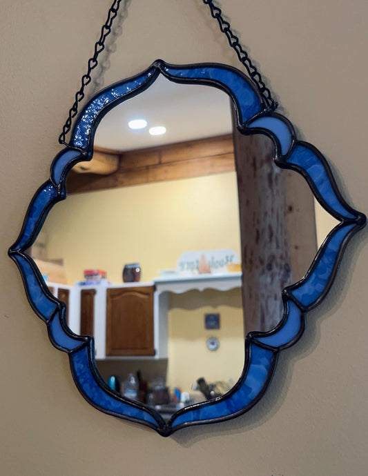 Midnight Violet Stained Glass Handmade Wall Mirror