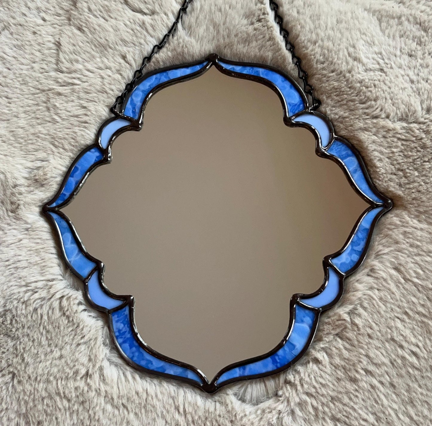 Midnight Violet Stained Glass Handmade Wall Mirror