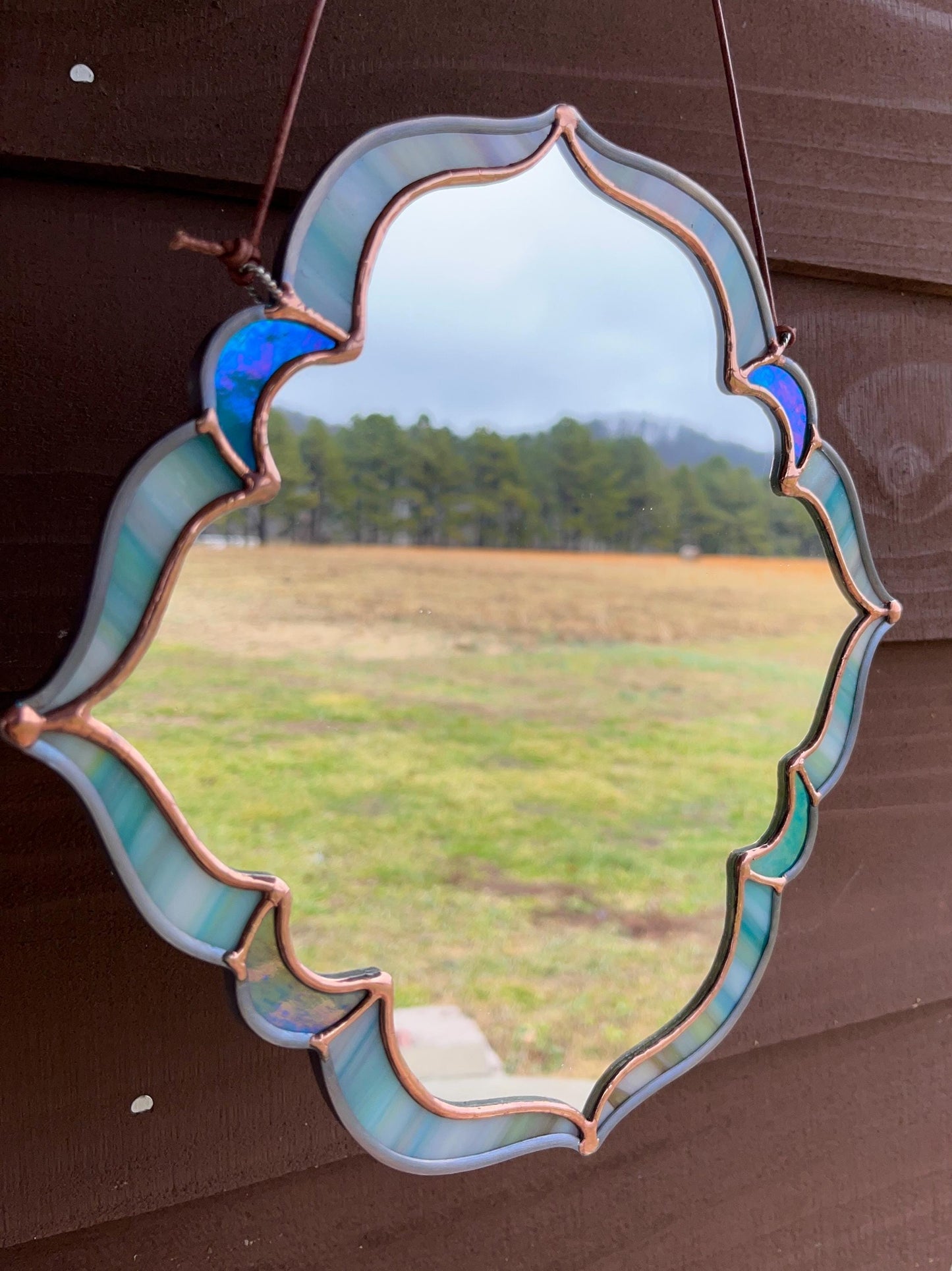 Sea Glass Stained Glass Handmade Wall Mirror