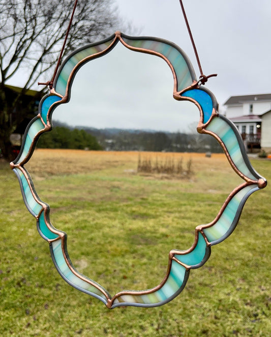 Sea Glass Stained Glass Handmade Wall Mirror