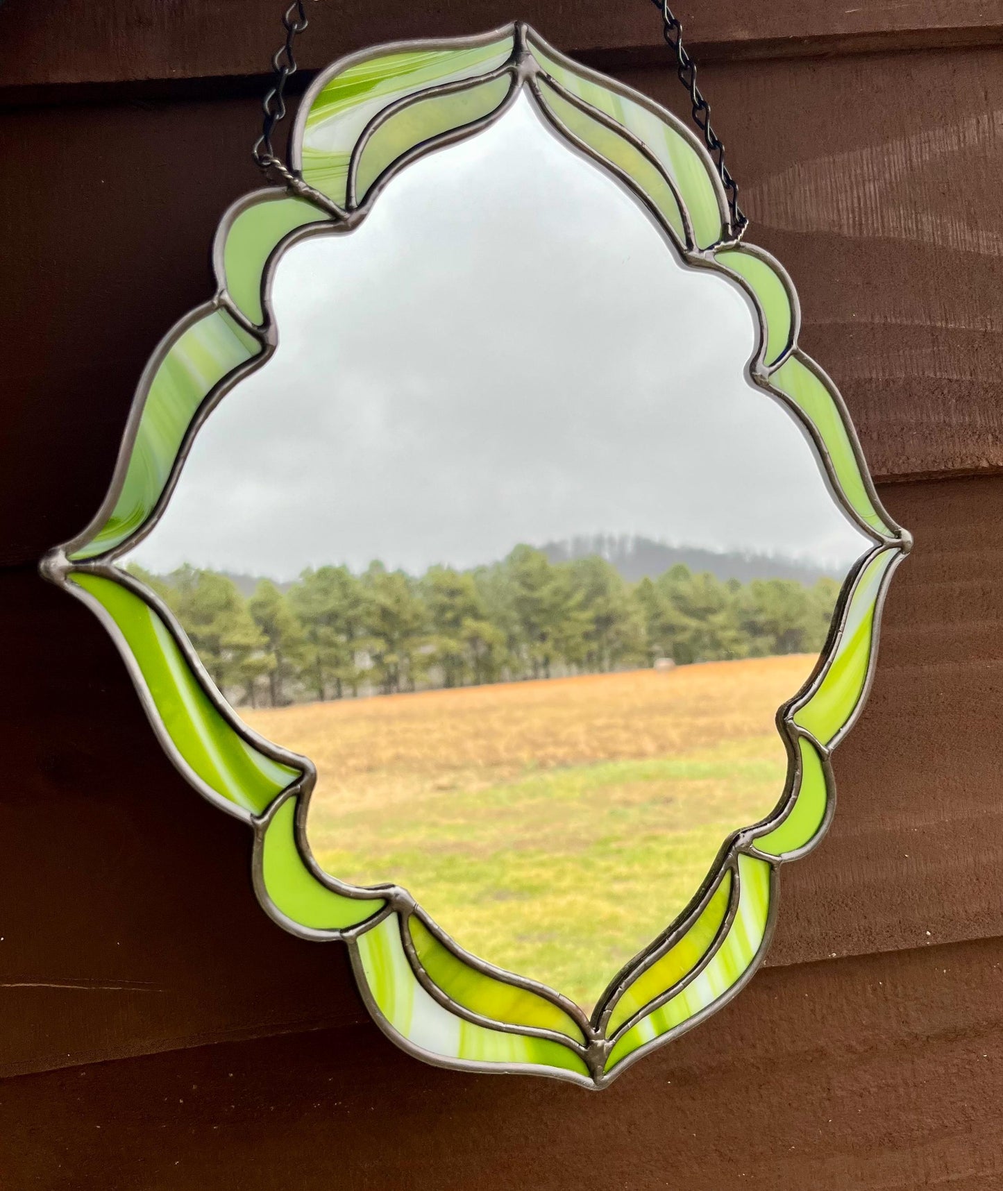 Electric Lime Stained Glass Handmade Wall Mirror
