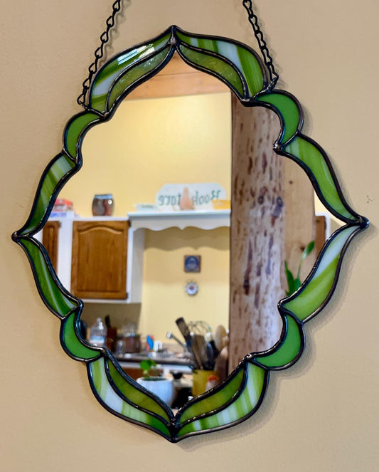 Electric Lime Stained Glass Handmade Wall Mirror