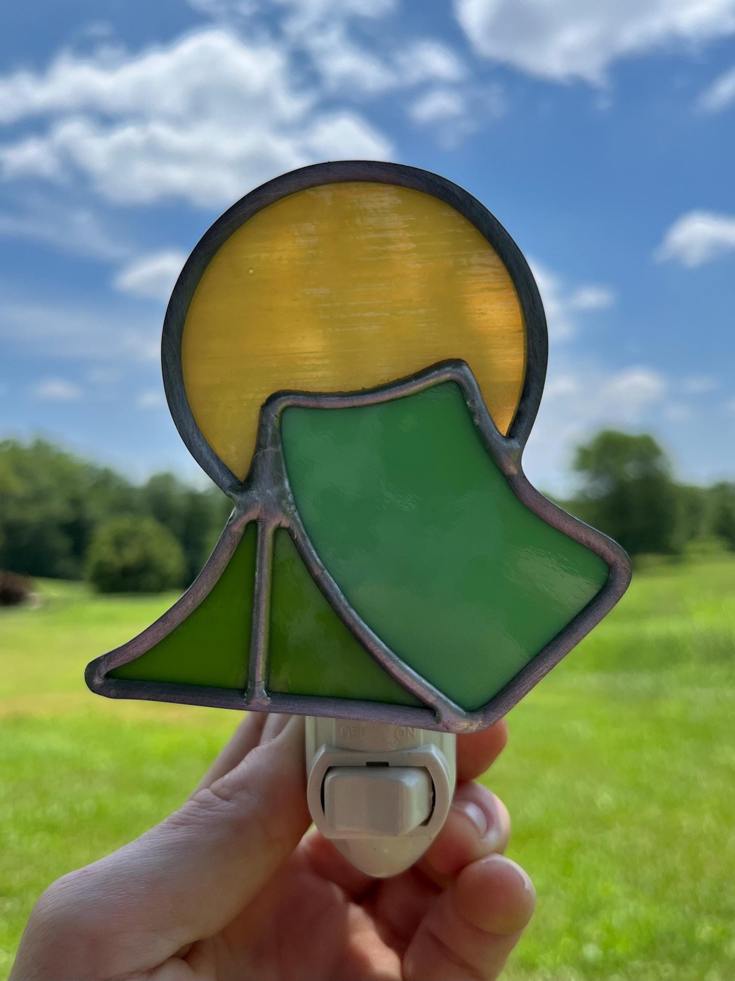 Camping in the Moonlight Stained Glass Nightlight
