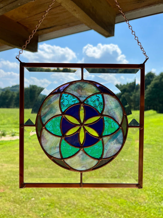 Flower Of Life Stained Glass Panel
