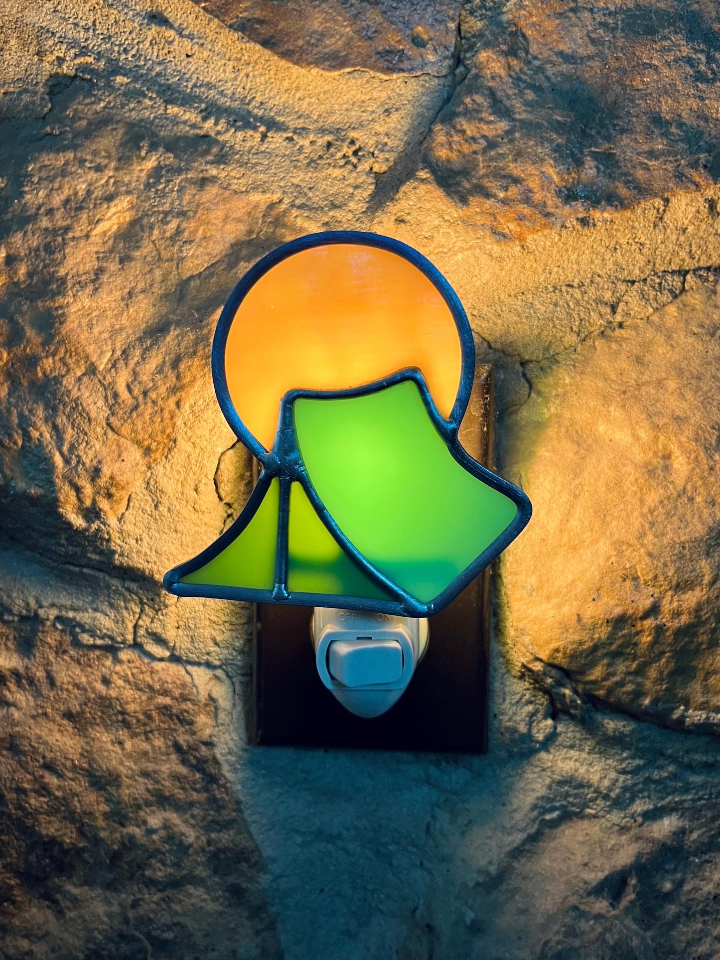 Camping in the Moonlight Stained Glass Nightlight