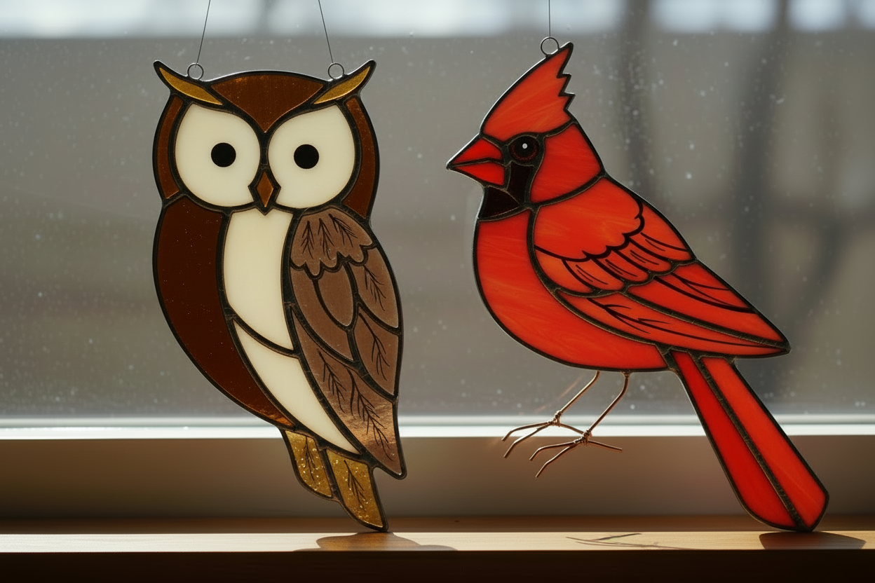 More simple painted eye detail, wire feet on cardinal 